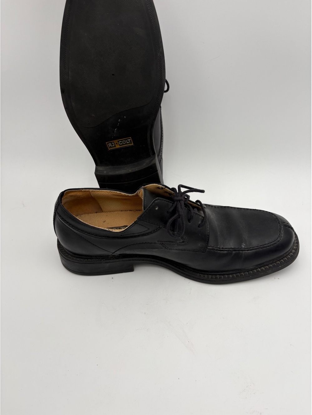RJ Colt Collection Men's 12m Black Leather Dress Shoes Dress Or Casual